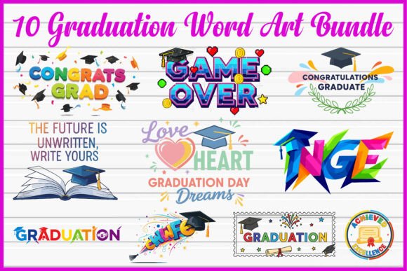 Celebrate Milestones: The 10 Graduation Word Art SVG Bundle