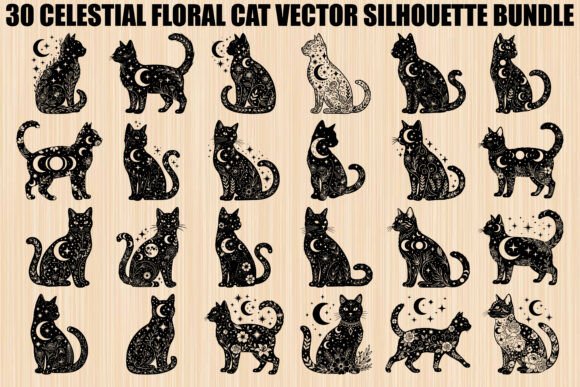 Celestial Floral Cat Silhouette Bundle: A Designer's Dream
