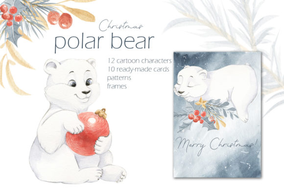 Christmas Polar Bear: 12 Whimsical Characters for Festive Design