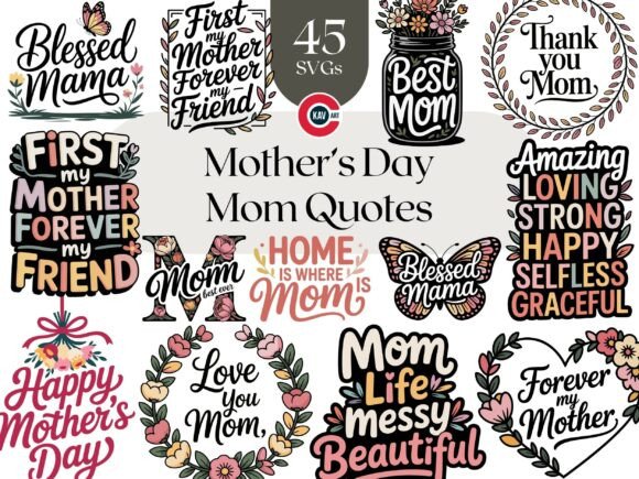 Colorful Mother’s Day Clipart SVG: Retro Charm for Modern Creators
