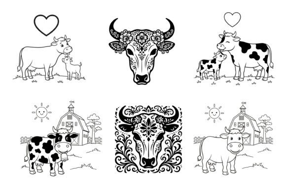 Cute Cow Bull Coloring Pages: Your Go-To Creative Design Asset