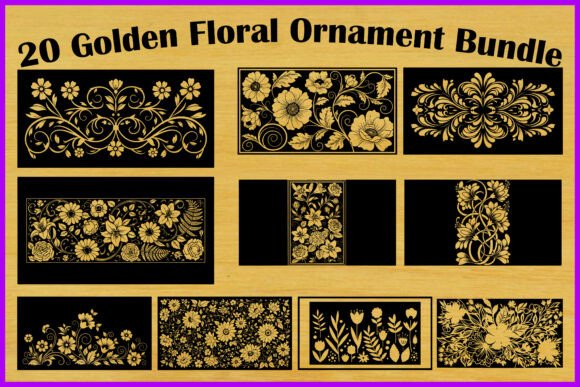 Elevate Your Brand with the 20 Golden Floral Ornament Bundle