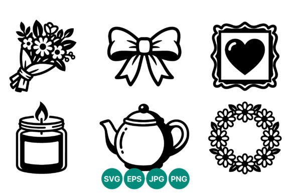 Floral Bow Heart Candle Teapot Vector: A Designer's Toolkit