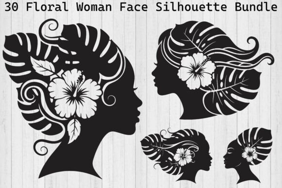 Floral Woman Face Silhouette Bundle: Where Femininity Meets Botanical Art
