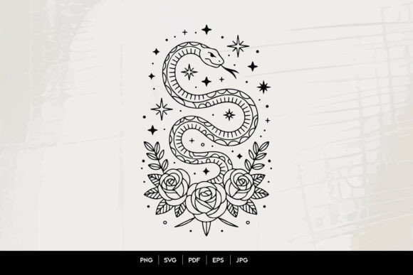 Mystic Snake and Roses Line Art: An Enchanted SVG Toolkit
