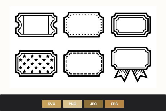 Ornate Ticket Label Frame Vector Icons for Designers
