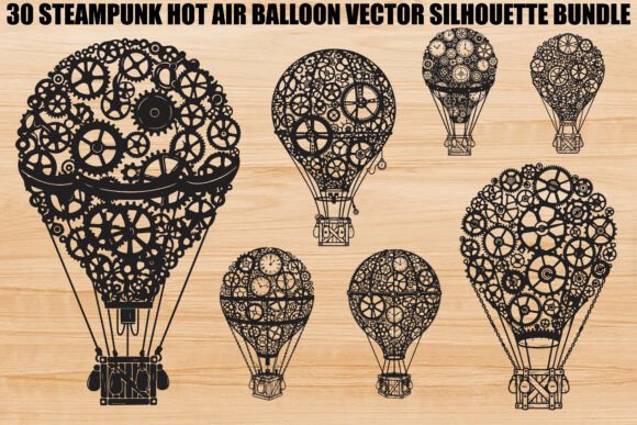Steampunk Balloon Design Bundle: 30 Vintage Industrial Vectors