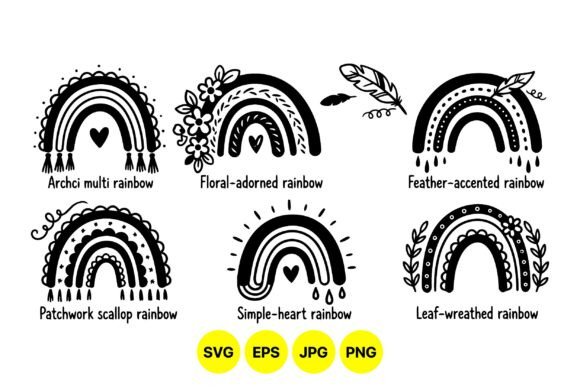 Whimsical Boho Rainbow Clipart: Elevate Your Creative Projects
